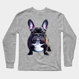 Fluffy Blue French Bulldog Feeling Cute Bulldog Puppy Long Sleeve T-Shirt